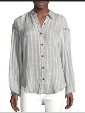 Medium Free People Head to the Highlands grey button down top